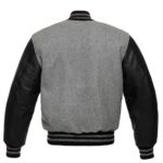 Varsity Letterman Baseball Grey Wool & Leather Sleeves Jacket - Image 2
