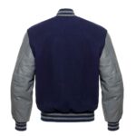 Varsity Jacket Navy Blue Wool & Leather Sleeves - Image 2
